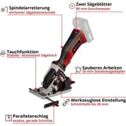 Einhell Power X-Change Akku-Mini Handkreisssäge TE-CS 18/89 Li Solo -Werkzeug Verkaufsgeschäft 4006825646184 2171 03