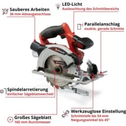 Einhell Power X-Change Akku-Handkreissäge TE-CS 18/165-1 Li Solo -Werkzeug Verkaufsgeschäft 4006825647556 2171 03